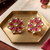 Traditional indian gold plated with white & pink  stones earrings