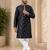 Black color all over silver jari with embroidery buti matka silk men's kurta payjama set