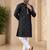 Black color all over silver jari with embroidery buti matka silk men's kurta payjama set
