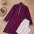 Purple color all over silver jari with embroidery buti matka silk men's kurta payjama set