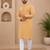 Yellow color all over silver jari with embroidery buti matka silk men's kurta payjama set