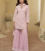 Pink embroidered shara suit stiched