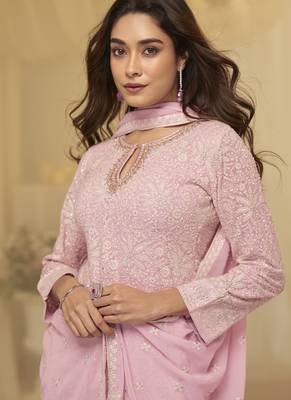 Pink embroidered shara suit stiched 3