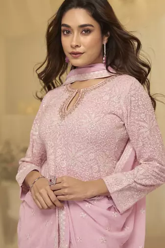 Pink embroidered shara suit stiched