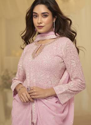 Pink embroidered shara suit stiched 2