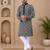 Black color white embroidery thread work with multi sequence silk men's kurta payjama set