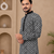 Black color white embroidery thread work with multi sequence silk men's kurta payjama set