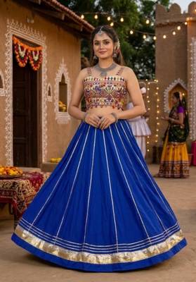 royal blue rayon plain lehenga choli 1