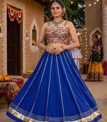 royal blue rayon plain lehenga choli