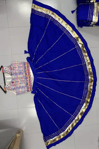 royal blue rayon plain lehenga choli