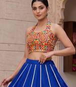royal blue rayon plain lehenga choli
