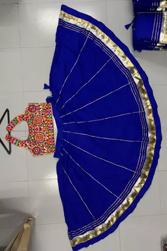 royal blue rayon plain lehenga choli