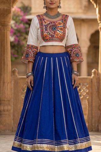 royal blue rayon plain lehenga choli