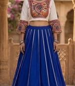 royal blue rayon plain lehenga choli