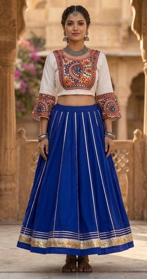 royal blue rayon plain lehenga choli