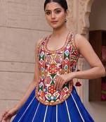 royal blue rayon plain lehenga choli