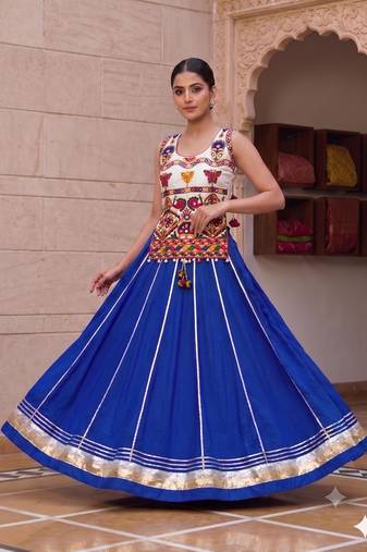 royal blue rayon plain lehenga choli