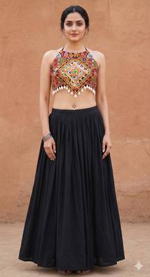 black rayon plain lehenga choli 1