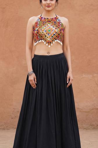 black rayon plain lehenga choli
