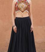 black rayon plain lehenga choli