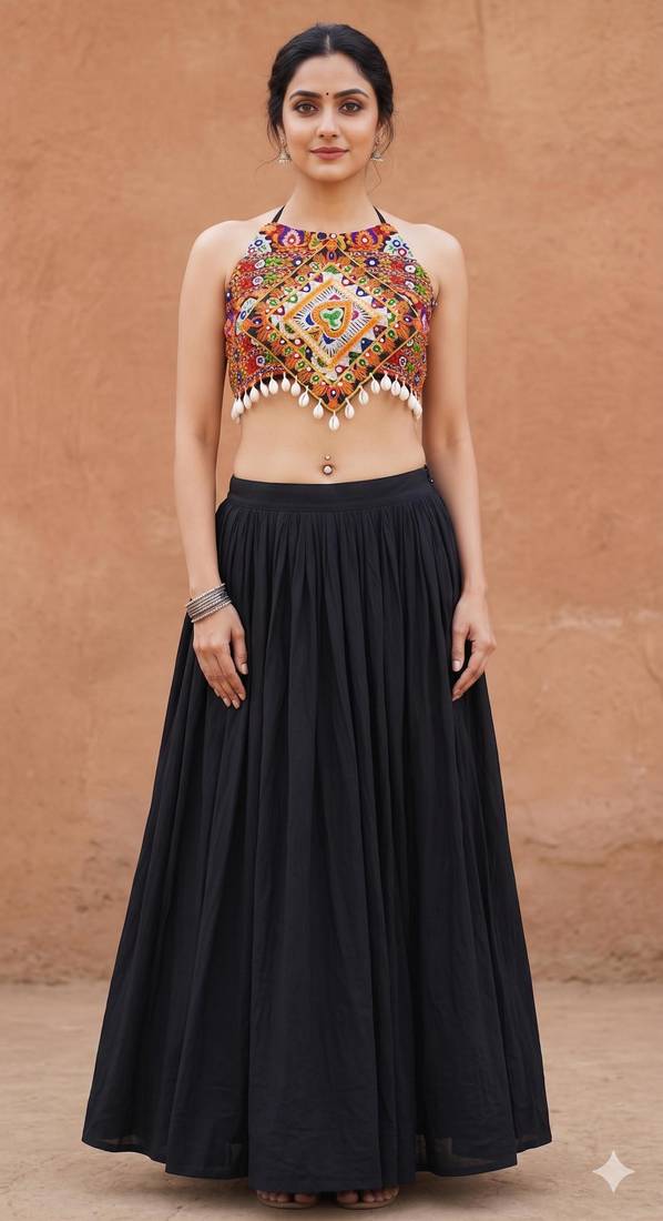 black rayon plain lehenga choli