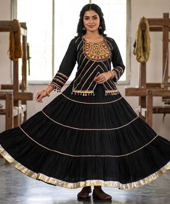 black rayon embroidered lehenga choli 1