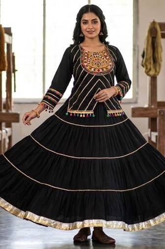 black rayon embroidered lehenga choli