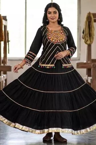 black rayon embroidered lehenga choli