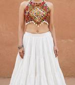 white rayon plain lehenga choli