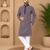 Purple color white embroidery thread work with multi sequence silk men's kurta payjama set