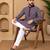Purple color white embroidery thread work with multi sequence silk men's kurta payjama set