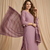 Purple straight kurta pant with printed dupatta set