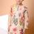 Beige floral printed cotton kurta set