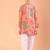 Peach orange floral printed cotton kurta set