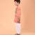 Peach orange floral printed cotton kurta set