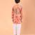 Peach orange floral printed cotton kurta set
