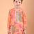 Peach orange floral printed cotton kurta set
