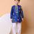 Royal blue floral printed cotton kurta set