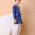 Royal blue floral printed cotton kurta set