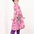 Pink floral printed cotton cape set
