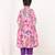 Pink floral printed cotton cape set