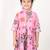 Pink floral printed cotton cape set