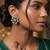 Traditional indian oxidised plated with white & green  stones earrings