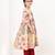 Beige floral printed cotton cape set