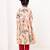 Beige floral printed cotton cape set