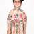 Beige floral printed cotton cape set