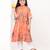 Peach orange floral printed cotton cape set