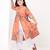 Peach orange floral printed cotton cape set
