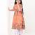 Peach orange floral printed cotton cape set