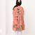 Peach orange floral printed cotton cape set